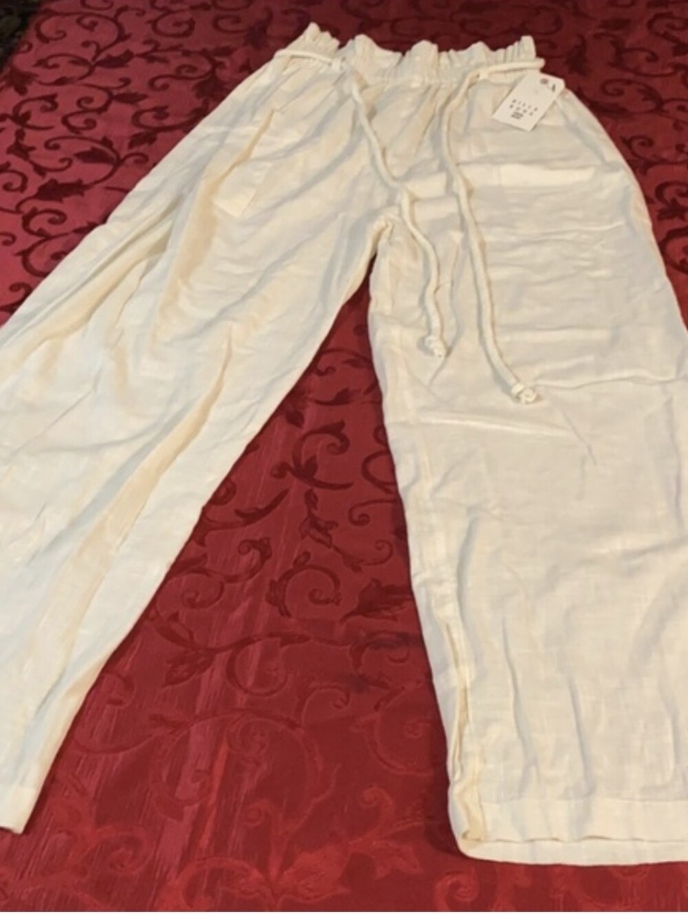 Billabong | Cream Drawstring Linen Pants - Picture 2 of 8